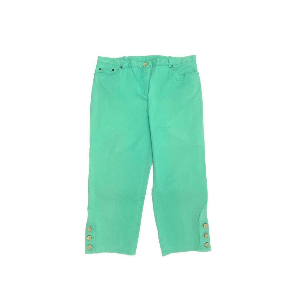 Ruby Rd. Side Elastic Capri Women's size 12 Mint‎ Green Denim jeans